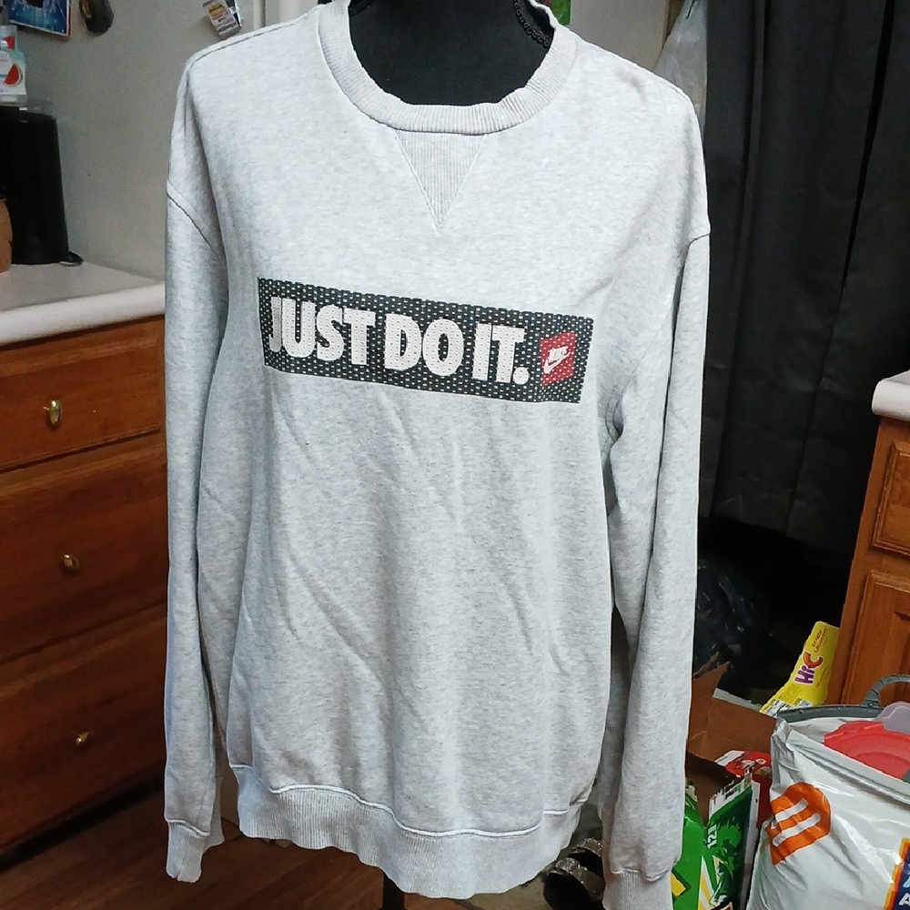 Nike Light Gray "Just Do It." Crewneck Sweatshirt